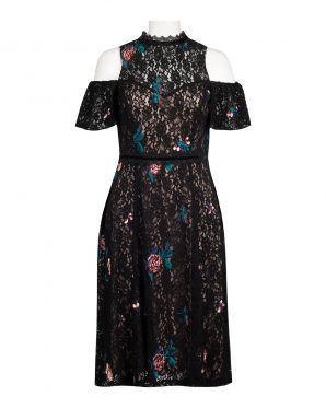 Ivanka Trump Floral Lace Cold Shoulder Dress