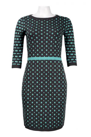 Maggy Boutique Crew Neck 3/4 Sleeve Printed Knit Dress