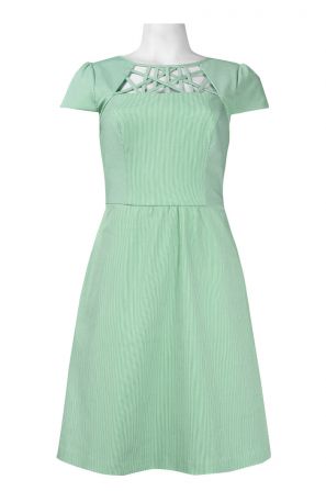 Ivy & Blu Cap Sleeve Cutout Neckline Detail Cotton Blend A-Line Dress