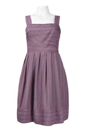 Ivy & Blu Square Neckline Pleated Cotton Blend Flared Dress