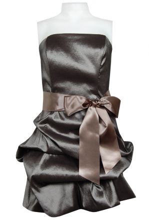 NV Couture Strapless Iridescent Taffeta Dress with Bustled Hem