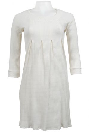 3/4 Sleeve Scoop Neck Pleated Front Knit Sheath Dress