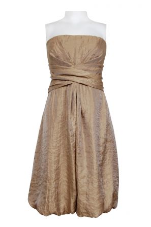 Donna Ricco Strapless Bubble Hem Iridescent Satin Dress