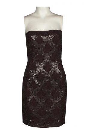 Adrianna Papell Strapless Sequined Silk Chiffon Dress
