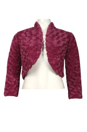 Amanda Charles Rosette Detail Faux Fur Bolero Jacket