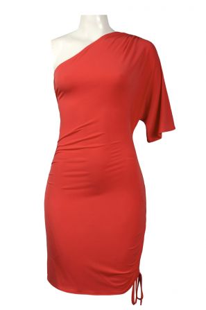 Donna Morgan One Shoulder Drawstring Detail Jersey Dress