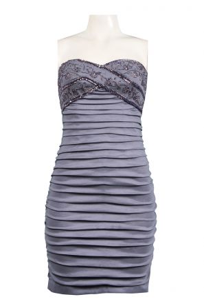 Hailey by Adrianna Papell Strapless Sweetheart Beaded Bodice Folded Taffeta Dress