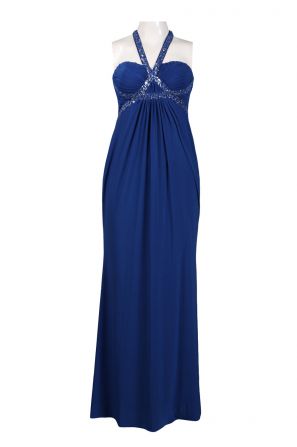 Hailey Logan Sequin Strap Empire Waist Open Back Jersey Dress