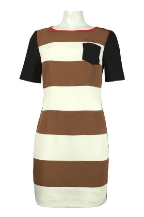 Jessica Howard Stripe Color Block Crepe Dress