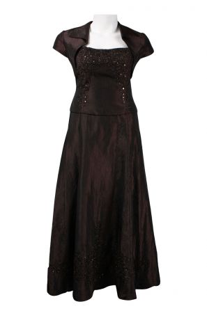 Karen Miller Beaded Tafetta Dress with Bolero Jacket
