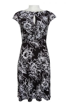 Muse Cap Sleeve Keyhole Front Printed Jersey Dress