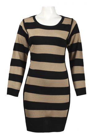 Nina Leonard Long Sleeve Stripe Knit Dress