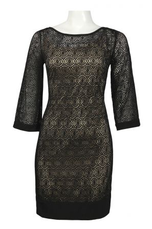 Nina Leonard Bell Sleeve Lace Shift Dress 
