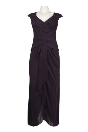 Patra Ruched Bodice Knot Side Bead Detail Draped Chiffon Dress