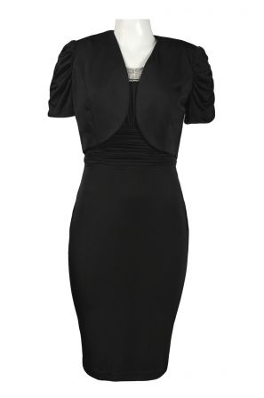 Patra Beaded Neckline Jersey Dress with Bolero