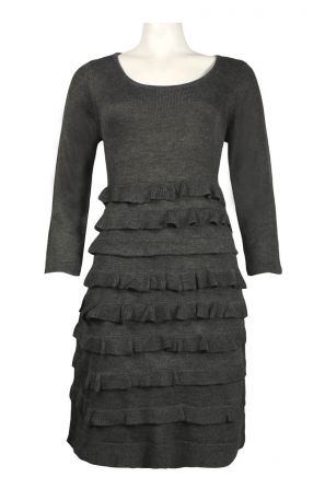 Signature by Robbie Bee Round Neckline Tiered Knit Dress