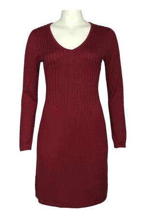 Spense V-Neck Pintuck Bodice Knit Dress