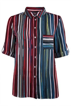 Jessica Rose Semi Sheer 3/4 Sleeve Collard Blouse
