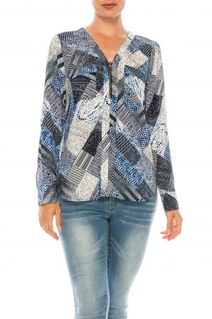 Jessica Rose Multi Print Long Sleeve Blouse