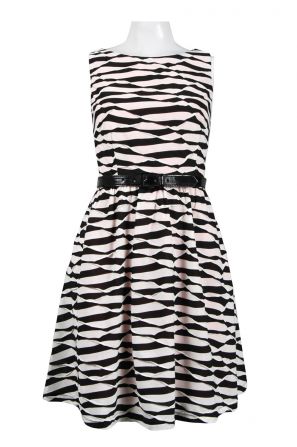 Jessica Simpson Sleeveless Fit and Flare Textured Knit Dress with Belt