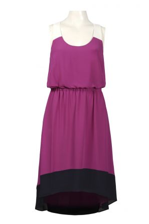 Jessica Simpson U-Shaped Neckline Color Block Chiffon Blouson Dress