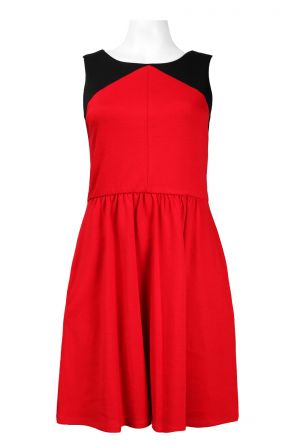 Jessica Simpson Contrast Shoulder Fit and Flare Ponte Dress