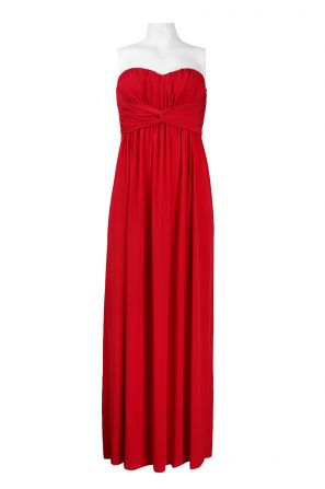 Jessica Simpson Sweetheart Neckline Smocked Back Ruched Bodice Jersey Maxi Dress