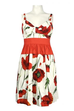 Jessica Simpson Sweetheart Neckline Ruched Waist Floral Cotton Dress