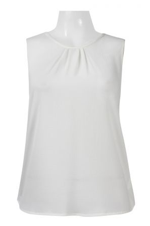 Jolibel Crew Neck Sleeveless Keyhole Back Chiffon & Lace Top