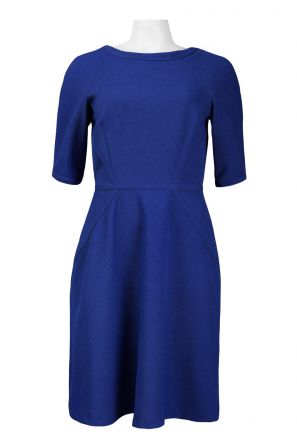 Julia Jordan Half Sleeve Zipper Back Textured Jersey Flare Dress