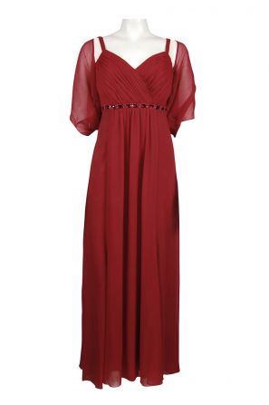 Karen Miller Sweetheart Ruched Neckline Flare Hem Chiffon Dress