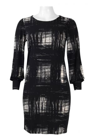 Leota Puff Sleeve Boat Neckline Printed Jersey Dress