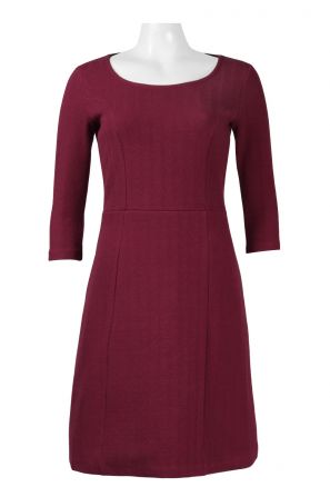 Leota Boat Neck 3/4 Sleevel Solid Cotton Dress