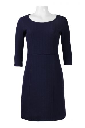 Leota Boat Neck 3/4 Sleevel Solid Cotton Dress