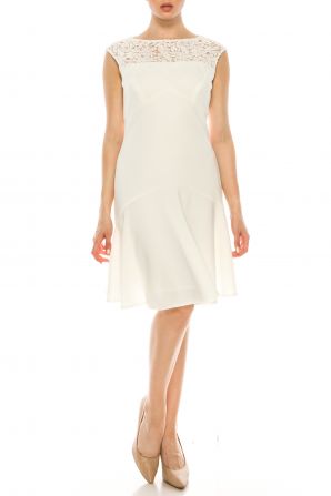 London Times Ivory Sleeveless Sheath Day Dress
