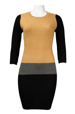 London Times Long Sleeve Multi Tone Knit Sheath Dress