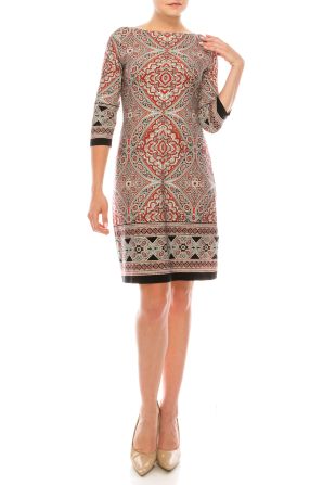 London Times Multi Print Shift Day Dress