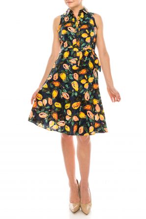 London Times Sleeveless Collared Shirt Dress