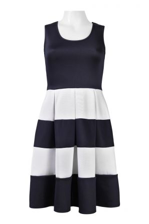 Madison Leigh Scoop Neck Sleeveless Keyhole Back Color Block Scuba Dress