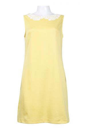 Maggy Boutique Sleeveles Lace Collar Ponte Shift Dress