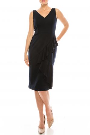 Maggy London Marine Navy Sleeveless Midi Dress