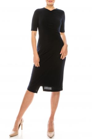 Maggy London Navy 3/4 Sleeve Midi Dress