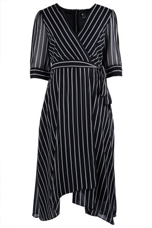 Maison Tara 3/4 Sleeve Illusion Wrap Dress