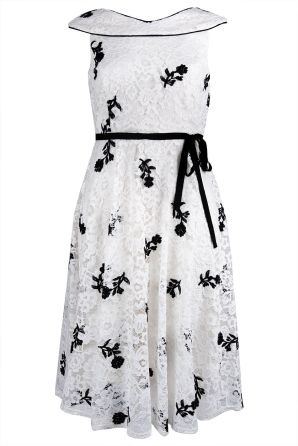 Maison Tara Lace Sleeveless A-Line Dress