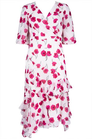 Maison Tara Floral Print 3/4 Sleeve Dress