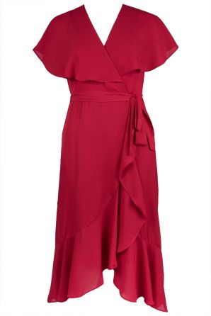 Maison Tara Ruffle Ilusion Wrap Dress