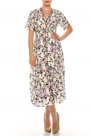 Maison Tara Short Sleeve Midi Dress