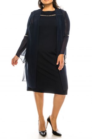 Maya Brooke Navy 2 Piece Jacket Dress