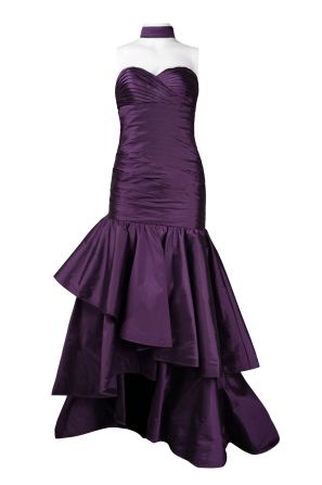 Sweetheart Neckline Pleated Bodice Asymmetrical Layered Tafetta Dress