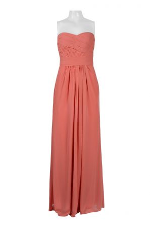 Strapless Sweetheart Ruched Zipper Back Solid Chiffon Dress